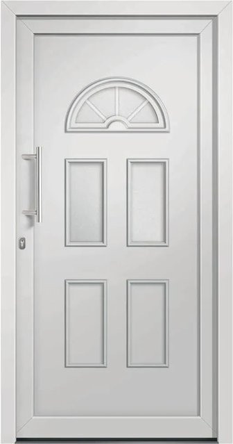 vidaXL Haustür Classic in Weiß mit Glaseinsatz aus Aluminium und Stahl, B/H: 98 x 198 cm - Bild 1