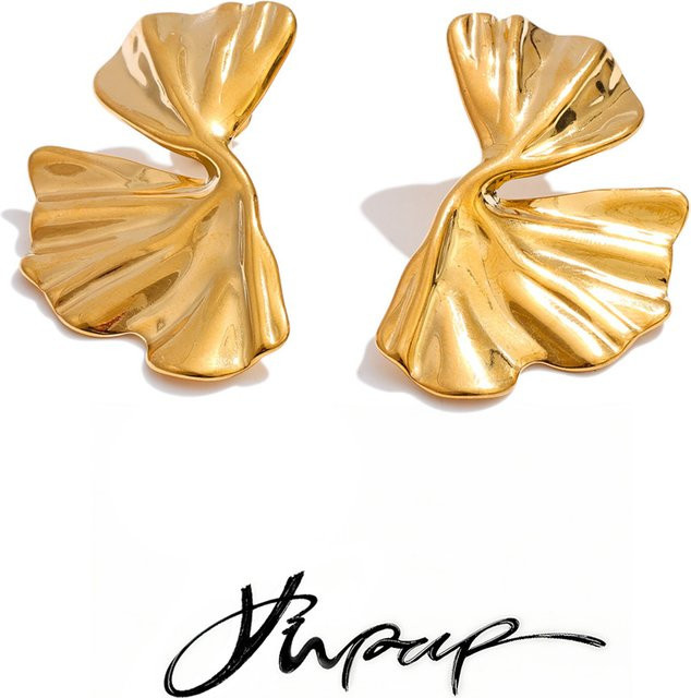 Yhpup Ohrstecker Edelstahl, Blumen, Gold, Unisex - Bild 1