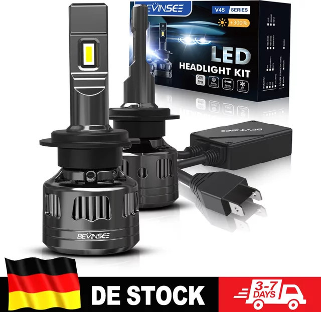 BEVINSEE LED Auto-Scheinwerferlampen und Nebelscheinwerfer Set mit 120W und 22000LM, 6000K Superhell, CANBUS kompatibel, passend für H7 H4 H1 9012 HIR2 H11 H8 H9 9005 HB3 9006 HB4 - Bild 1