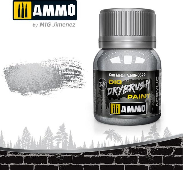 AMMO by MIG Jimenez Drybrush Gun Metal, Grau - Bild 1
