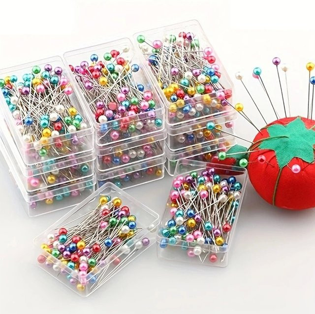 100 Stück Perlen-Nadeln zum Nähen und Patchwork in Multicolour aus Metall - Bild 1