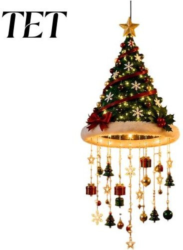 Beleuchteter Weihnachtsbaum-Anhänger von Teenwei mit LED-Lichtern in Schwarz, Sternen und Schneeflocken-Design - Bild 1