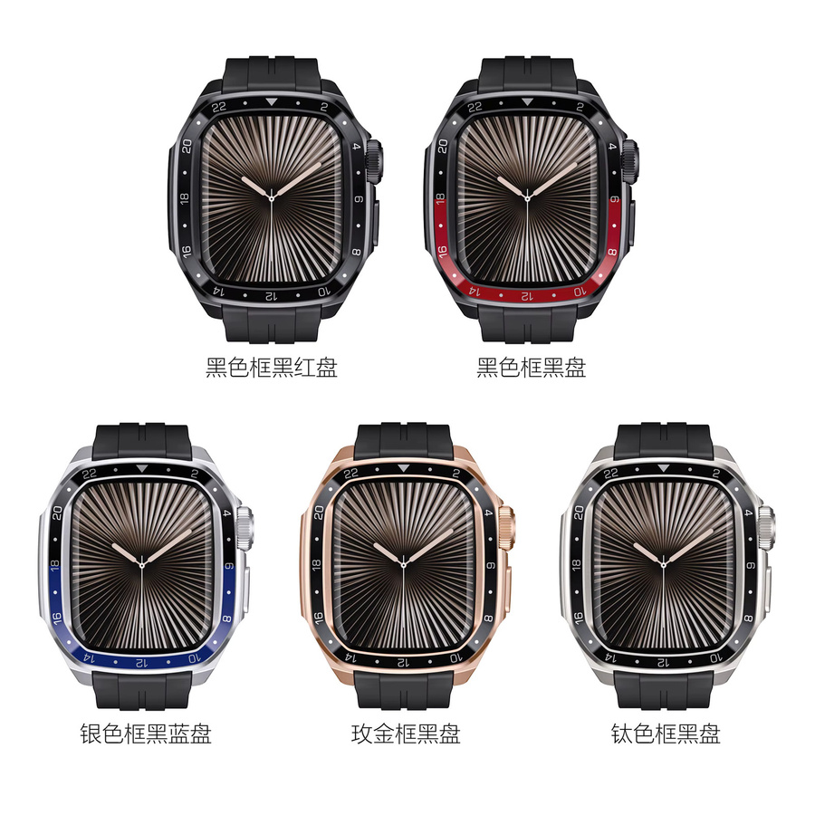 Uhrenarmband Silikon, Metallgehäuse, Schwarz, für Apple Watch 46 mm - Bild 3