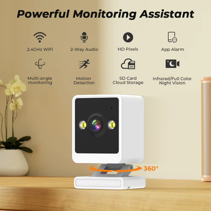 ANBIUX Wifi Baby Monitor mit 1080P Full HD, 2MP Kamera, Bewegungserkennung und Zwei-Wege-Audio, weiß, iCSee App Steuerung - Bild 2