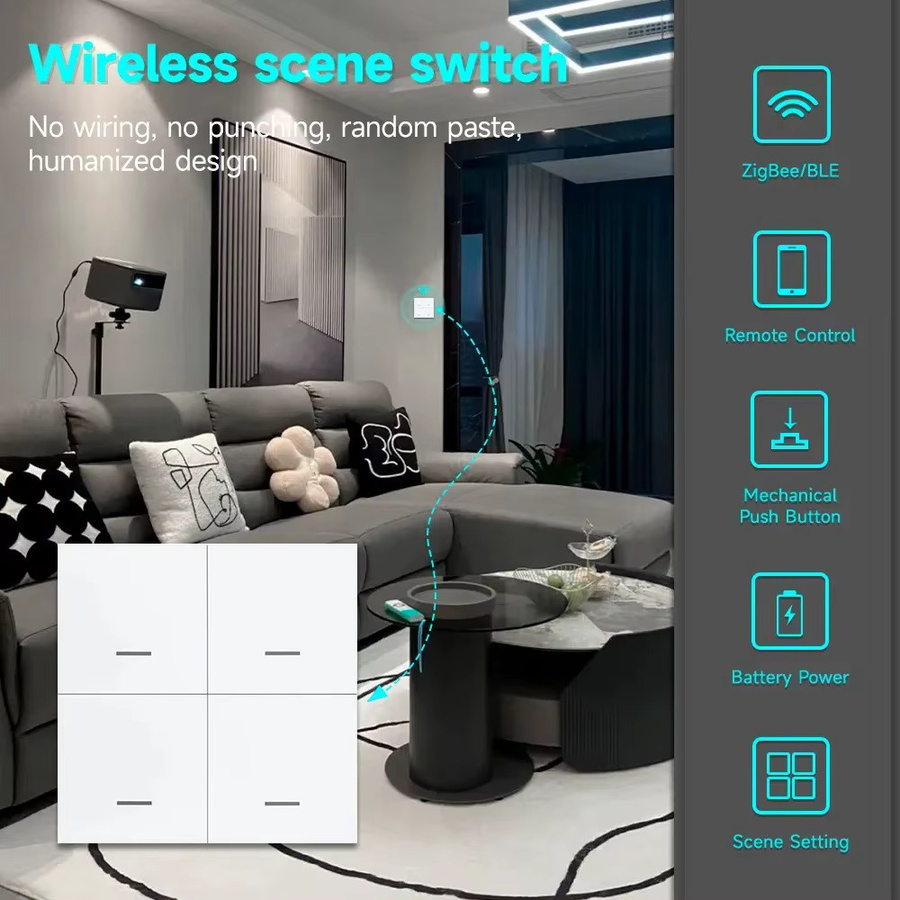 Tuya Zigbee 3.0 Smart Scene Button Switch Funk-Fernbedienung in Weiß, kompatibel mit Smart Life/Tuya App und Home Assistant - Bild 2
