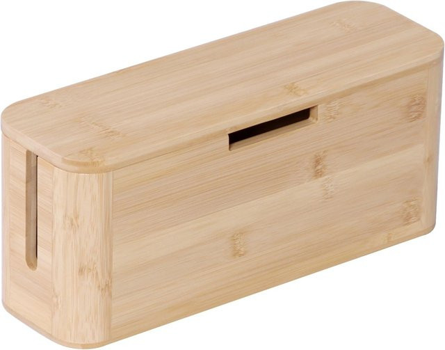 Relaxdays Kabelbox aus Bambus in Natur mit Magnetverschluss, B/T/H: 34 x 14,5 x 11 cm - Bild 1