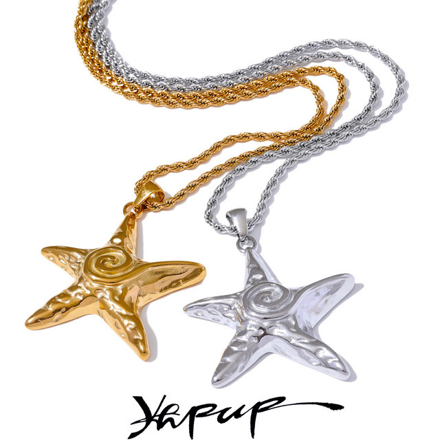 Yhpup Halskette mit Seestern-Anhänger, Edelstahl, Gold, Unisex - Bild 1