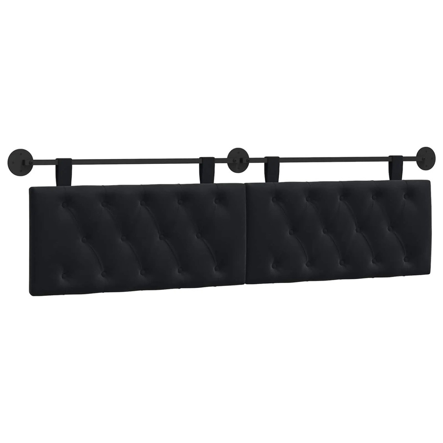 vidaXL Wandmontiertes Polsterpaneel aus Samt in Schwarz, B/H/T: 170 x 55 x 7 cm - Bild 2
