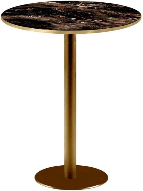 RestooTab Stehtisch Rome rund mit Gestell in Goldmetallic und Platte in Schwarz, Café oder Messing, Höhe: 110 cm, Durchmesser: 60 cm - Bild 1