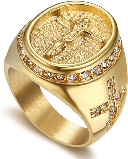 MAGIC ZONE Ring Edelstahl, Gold, Zirkonia, Herren - Bild 1