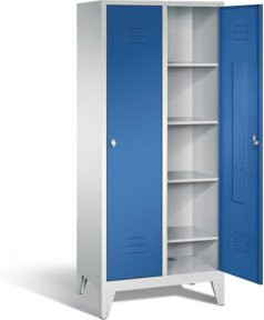 C+P Wäsche-Spind Classic mit Türen und Schloss, Korpus Lichtgrau, Front Enzianblau, H 185,0 cm x B 81,0 cm x T 50,0 cm - Bild 1
