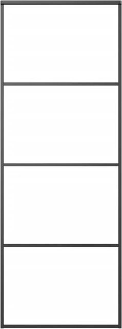 vidaXL Schiebetür aus Aluminium und ESG Glas in Schwarz, B/H: 76 x 205 cm - Bild 1