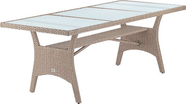 Casaria Gartentisch Takeo aus Polyrattan mit Glasplatte in Beige, B/T/H: 190 x 90 x 74 cm - Bild 1