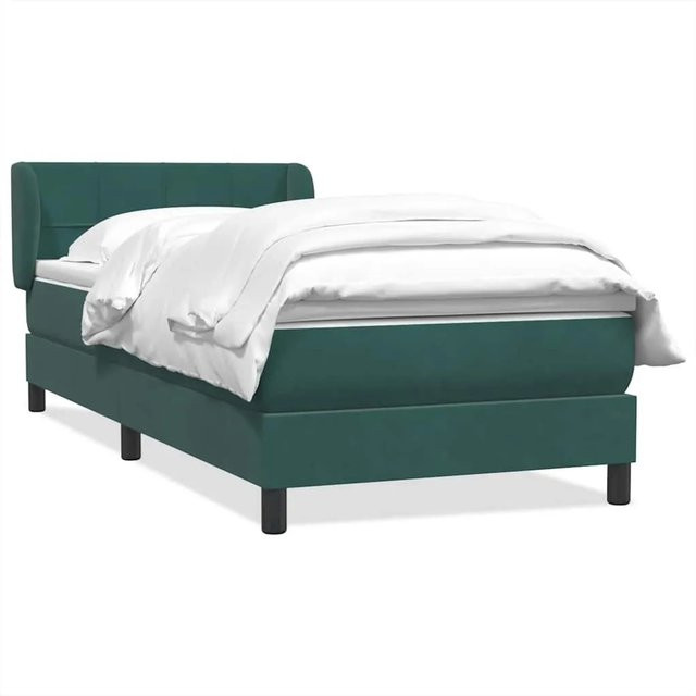 vidaXL Boxspringbett mit Matratze aus Samt in Dunkelgrün, B/T/H: 80 x 220 cm - Bild 1