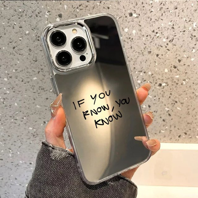 Trendige Slogan-Spiegel-Handyhülle aus weichem TPU für iPhone 11 bis iPhone 17 Pro Max, Farbe: transparent - Bild 1