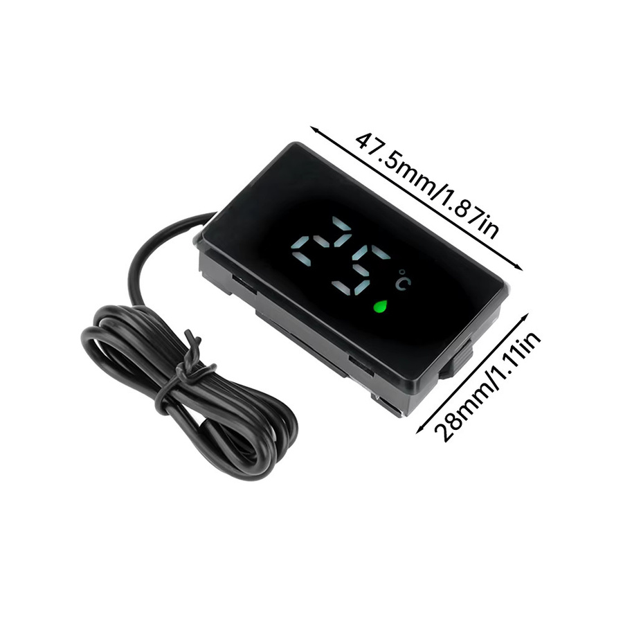 Voktta Digitales Thermometer mit Touch-LED-Anzeige und wasserdichtem externem Sondendraht in Schwarz, Messbereich 0 bis 99 ℃ - Bild 3
