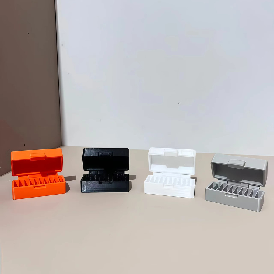 Tragbare 10-Loch CR2032-Knopfbatteriehalter Aufbewahrungsbox mit 10 Schubladenfächern in Weiß - Bild 1