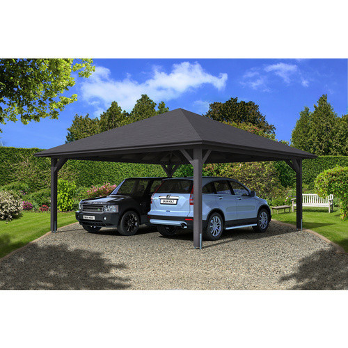 SKANHOLZ Carport Taunus, farbbehandelt grau, B/T: 634 x 634 cm, Firsthöhe: 380 cm - Bild 2