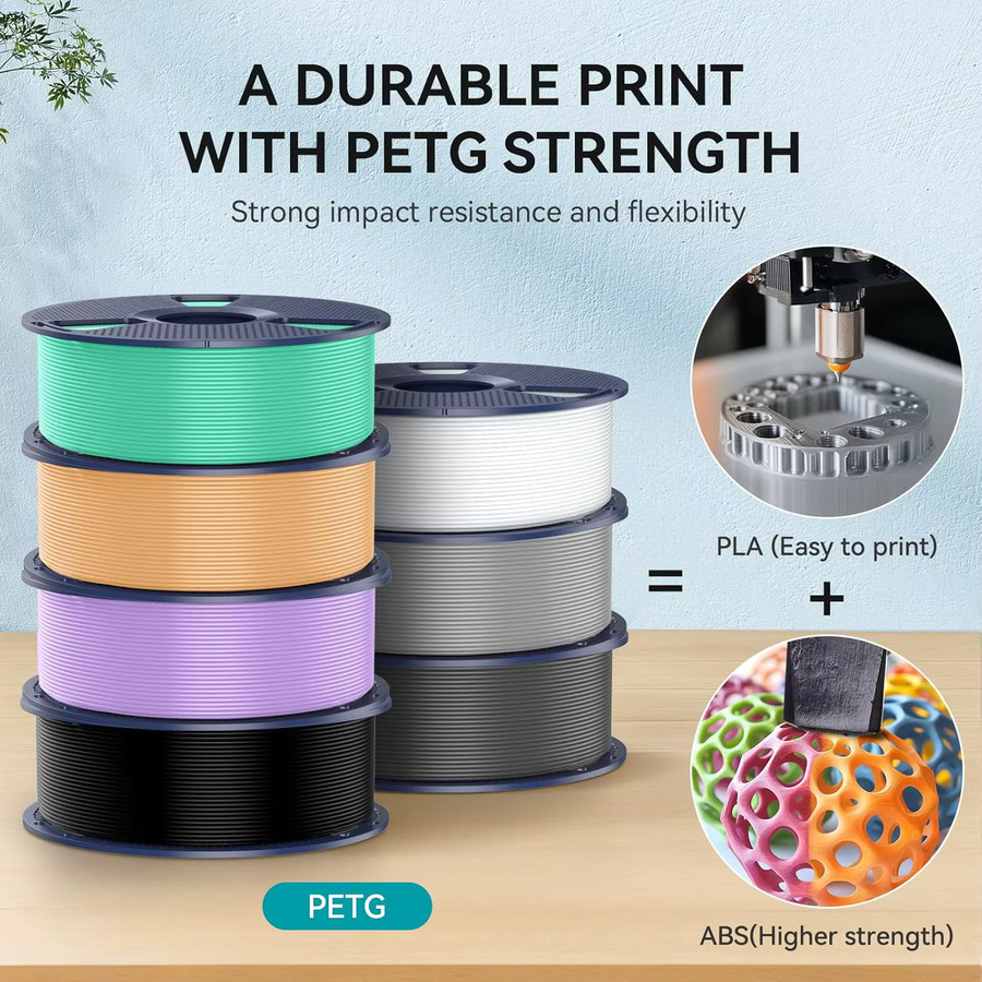 SUNLU PETG 3D-Drucker-Filament für FDM-Druck, Durchmesser: 1,75 mm, Farben: Weiß, Gold, Gelb - Bild 2