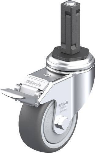 Blickle LKRA-PATH 80KF-11-FI-EV12 Lenkrolle mit Feststeller in Grau und Silber, Rad-Durchmesser: 80 mm, Tragfähigkeit: 120 kg - Bild 1