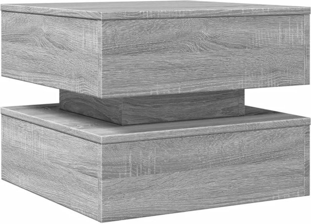 vidaXL Couchtisch mit LED-Leuchten in Grau Sonoma, moderner quadratischer Couchtisch aus Holzwerkstoff, B/T/H: 50 x 50 x 40 cm - Bild 1
