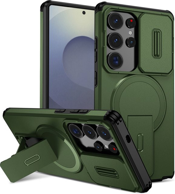 Magnetische Armor-Hülle mit Halterung für Samsung Galaxy S26 S25 S24 S23 Ultra sowie A15 A25 A35 A55 A16 A26 A35 A56 A17 A37 A57 in Blau und Grün mit MagSafe Kompatibilität - Bild 1