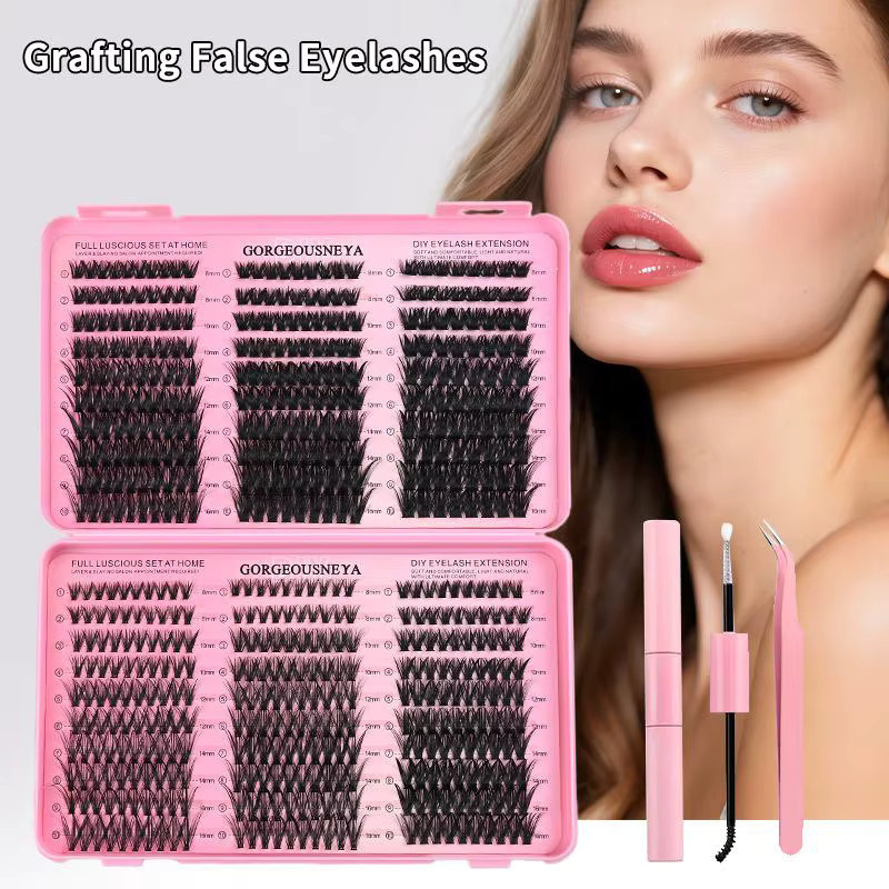 Cappuvini Natural Cluster Lash Kit, Segmentierte Wimpern, Set - Bild 2