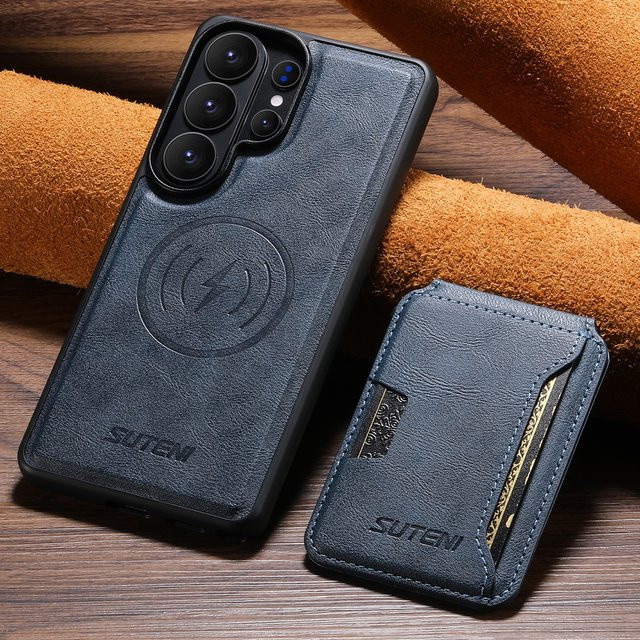SUTENI 2-in-1 Kunstleder Handyhülle mit Kartenhalter und Ständer für Samsung Galaxy S26 Ultra, S25, S24, S23, Blau, Magnetisches kabelloses Laden - Bild 1
