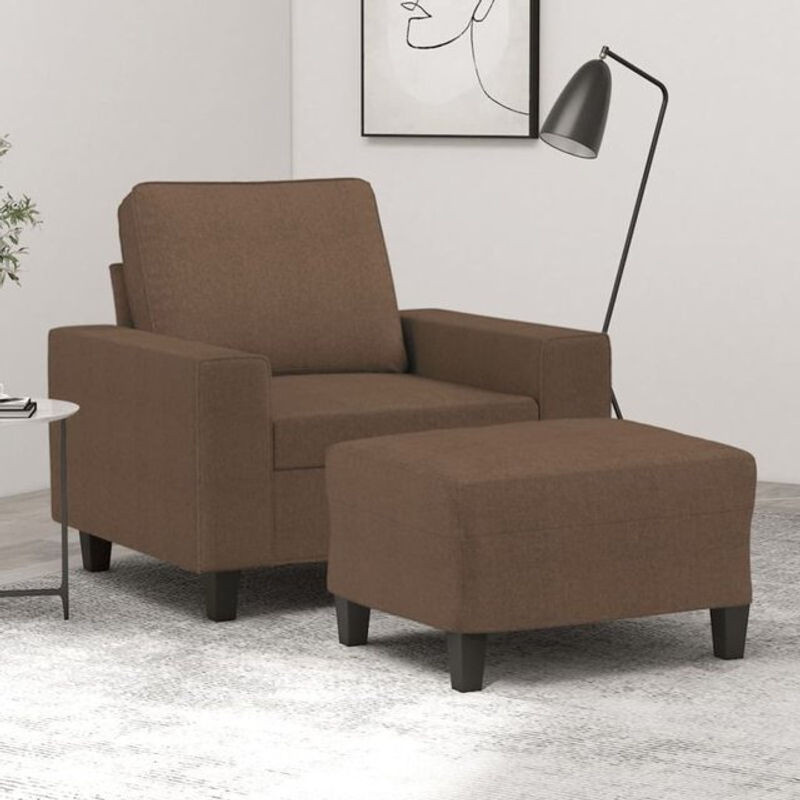 Modernes vidaxl Schlafsessel Set mit Hocker aus Stoff in Braun - Bild 1