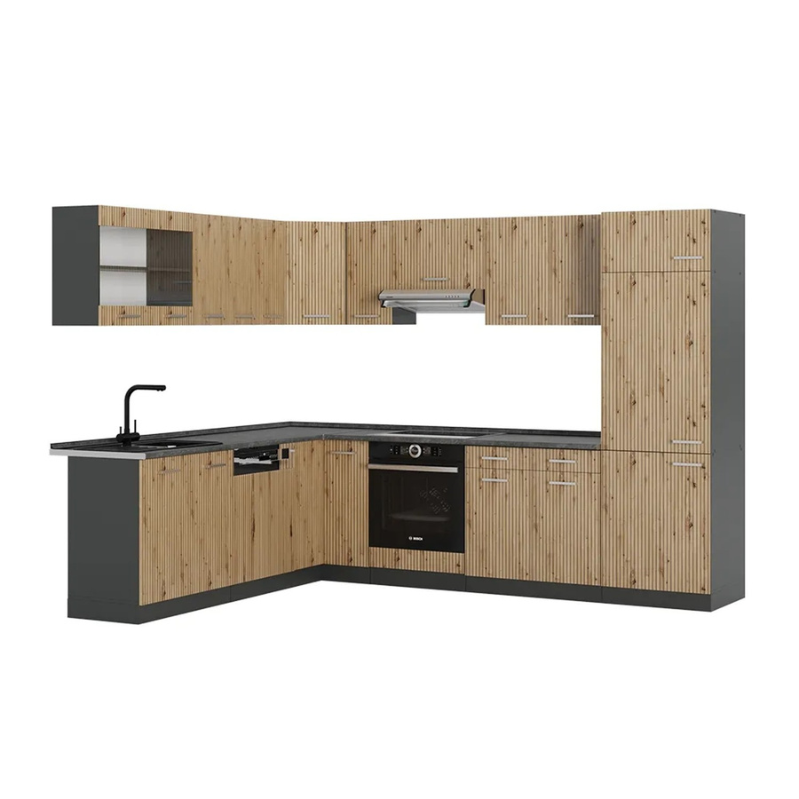 Vicco R-Line Eckküche Artisan Eiche und Anthrazit B/T/H: 227 x 287 x 207 cm - Bild 2