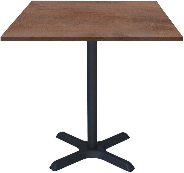 RestooTab Tisch Dina quadratisch mit Stein-Dekor, Platte in Bronze und schwarzem Gestell, B/T/H: 70 x 70 x 74 cm - Bild 1