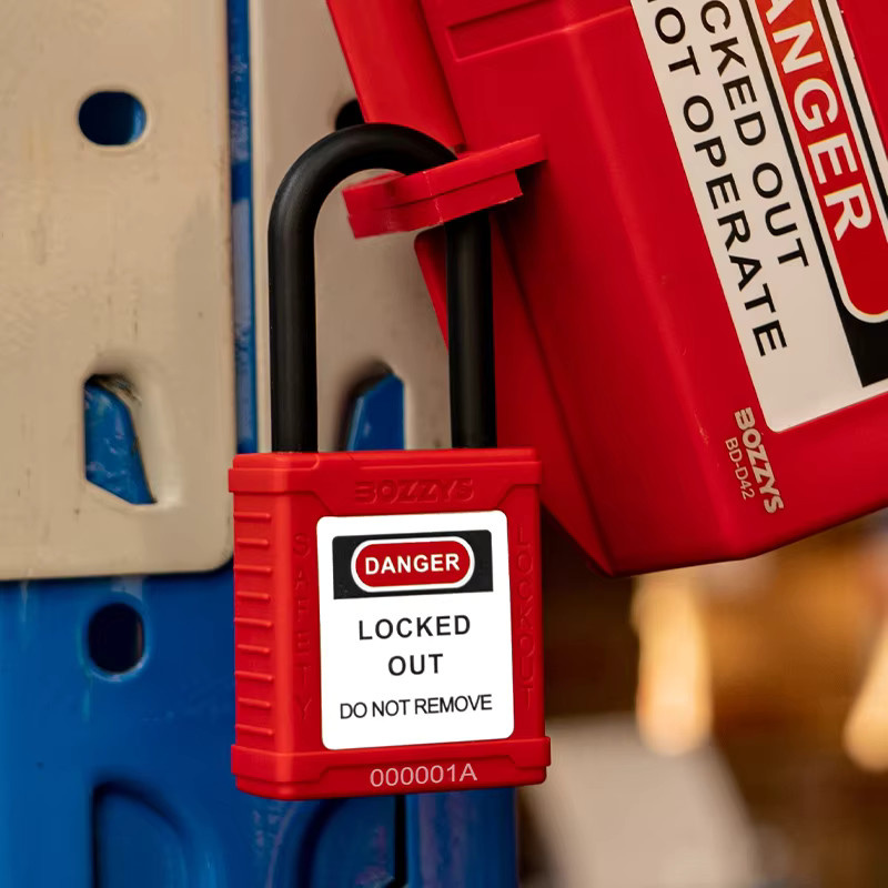 BOZZYS Nicht leitendes Sicherheits-Vorhängeschloss mit Master-Schlüssel für industrielle Lockout-Tagout-Isolierung, Rot - Bild 5