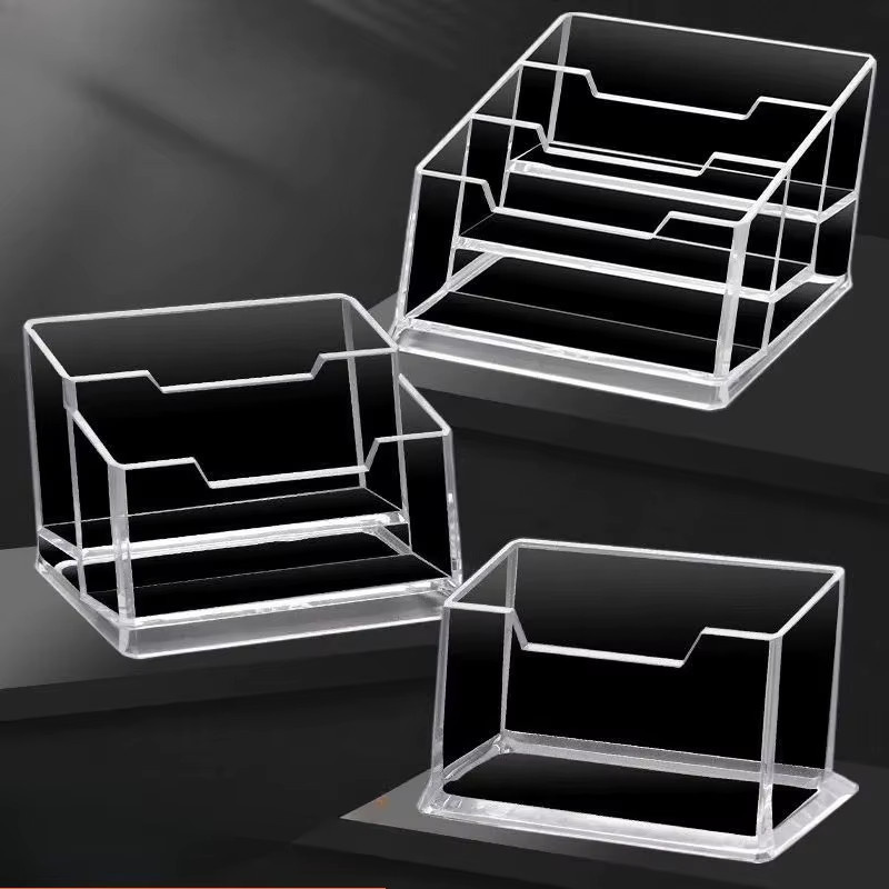 HUALIWEN Visitenkartenbox aus transparentem Acryl mit mehreren Fächern für professionelle Aufbewahrung - Bild 3