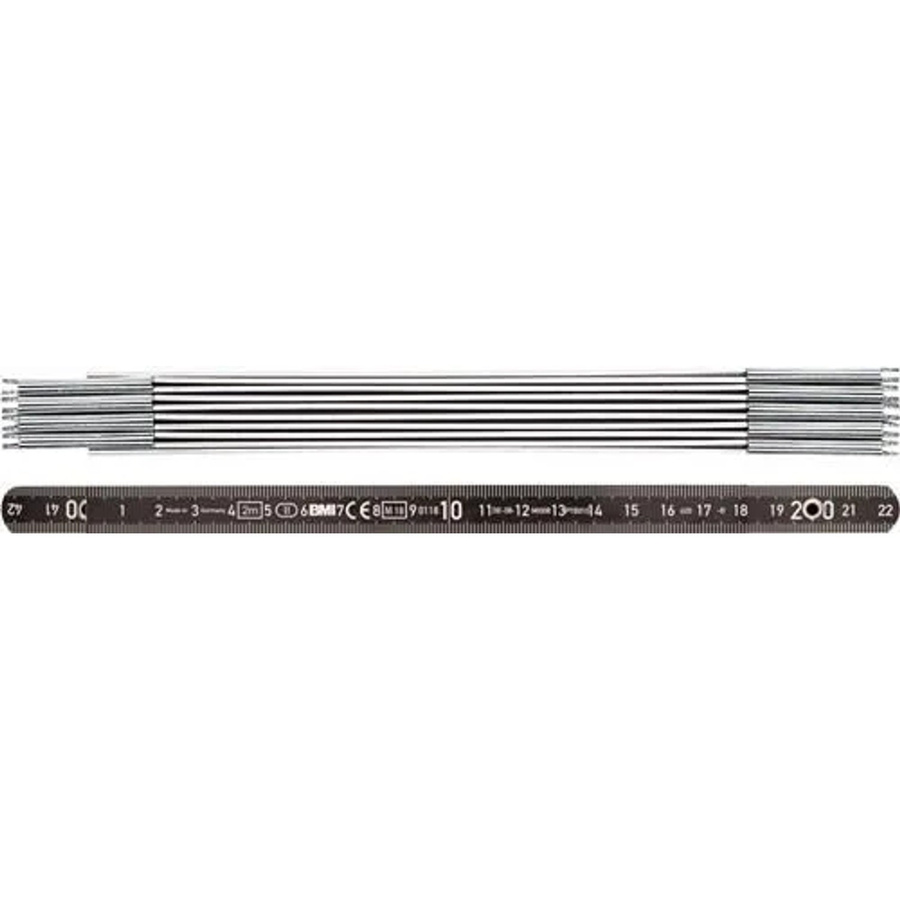 BMI Gliedermaßstab aus Aluminium in Schwarz und Silber mit Federgelenk, Länge: 2 m, Breite: 1,4 cm - Bild 3