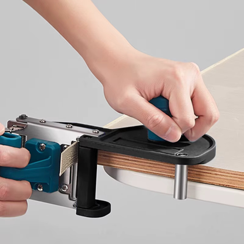 YOMO Kantenbandfräser für Holzbearbeitung in Blau mit Dual-Funktion für gerade und gebogene Kanten zur PVC-Kantenbandbearbeitung - Bild 2