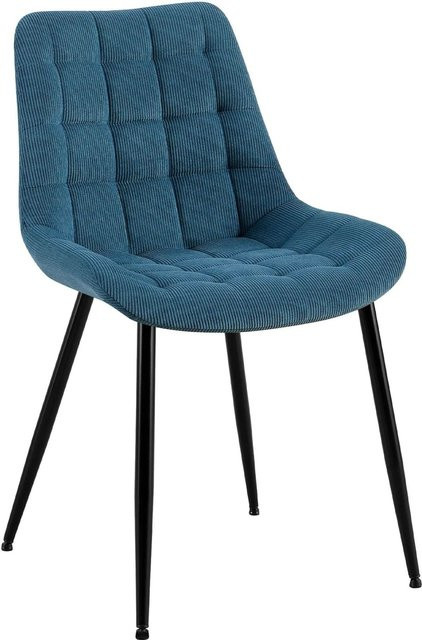 DELUKE Esszimmerstuhl HASAN in Blau mit Cord-Bezug, B/T/H: 52 x 58 x 83 cm - Bild 1