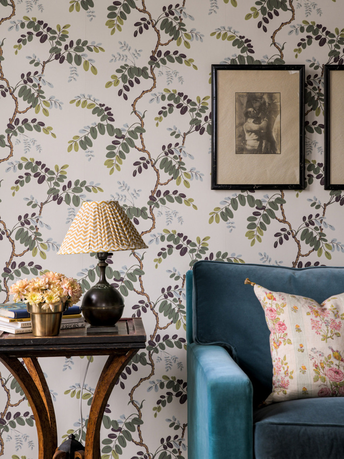Von Brömssen Tapete Långelid Toromiro in Olive mit botanischem Floral-Design - Bild 3