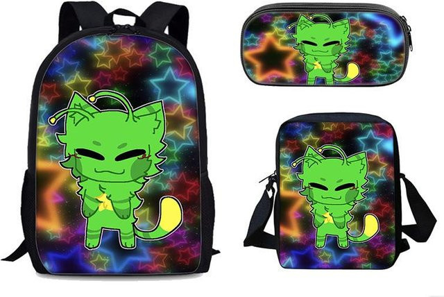 Fancy Style Studio Regretevator Gnarpy Set aus Rucksack, Umhängetasche und Federmäppchen in Grün - Bild 1
