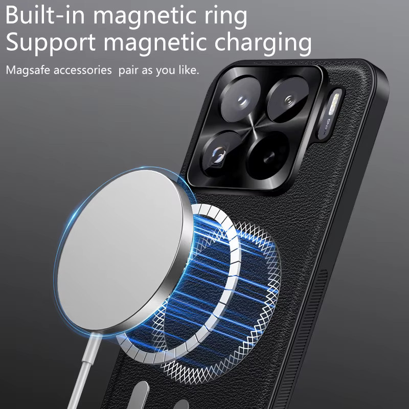 Magnetische Lederhülle für Xiaomi Mi 17T Pro und 17T in Schwarz mit MagSafe-Kompatibilität und Metall-Kameraschutz - Bild 3