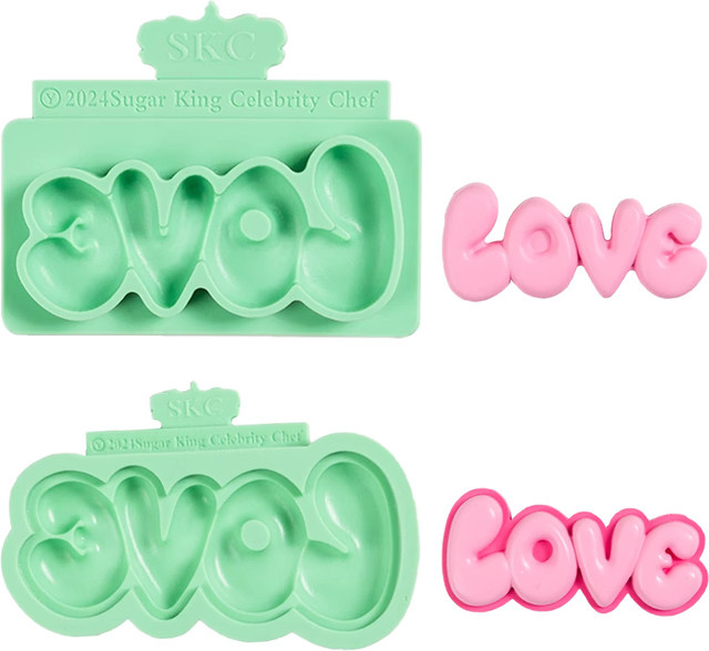 Liebesform Silikon Fondantform mit 2 Liebesbrief-Mustern für Kuchen und Schokolade - Bild 1