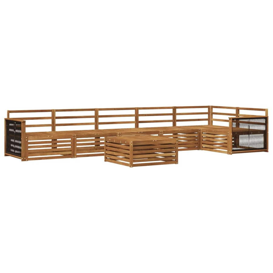 vidaXL Outdoor-Sofagarnitur aus Massivholz Akazie in Natur Braun, 7-teiliges Set im modernen Latten-Design - Bild 2
