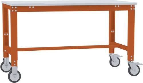 Manuflex AU7301.2001 Universal Arbeitstisch mobil mit Melaminplatte, höhenverstellbar, Rotorange (RAL 2001), B/T/H: 100 x 60 x 75,2-97,2 cm - Bild 1