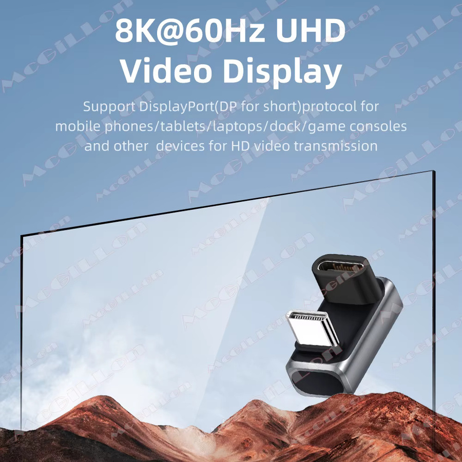 U-förmiger USB-C-Adapter PD 240 W in Schwarz mit 180 Grad Buchse für Thunderbolt 4/3 und 8K bei 60 Hz mit 80 Gbit/s Datenübertragung - Bild 4