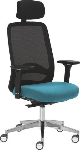 Mayer Sitzmöbel Drehstuhl mit Kopfstütze und Armlehnen in Türkis, B/H: 70 x 138 cm - Bild 1