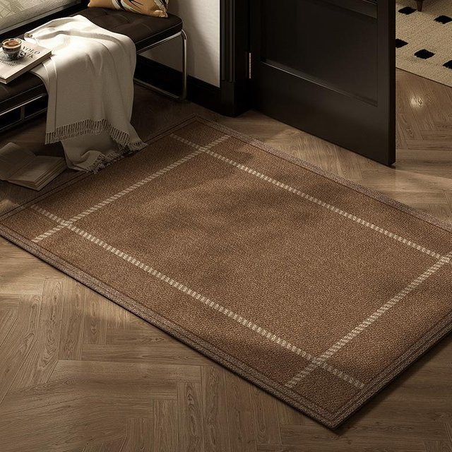 Deluxe Sense Light Retro Fußmatte Grün/Braun, rutschfeste Eingangstürmatte aus Polyester und Jute, B x T: 120 x 200 cm - Bild 1