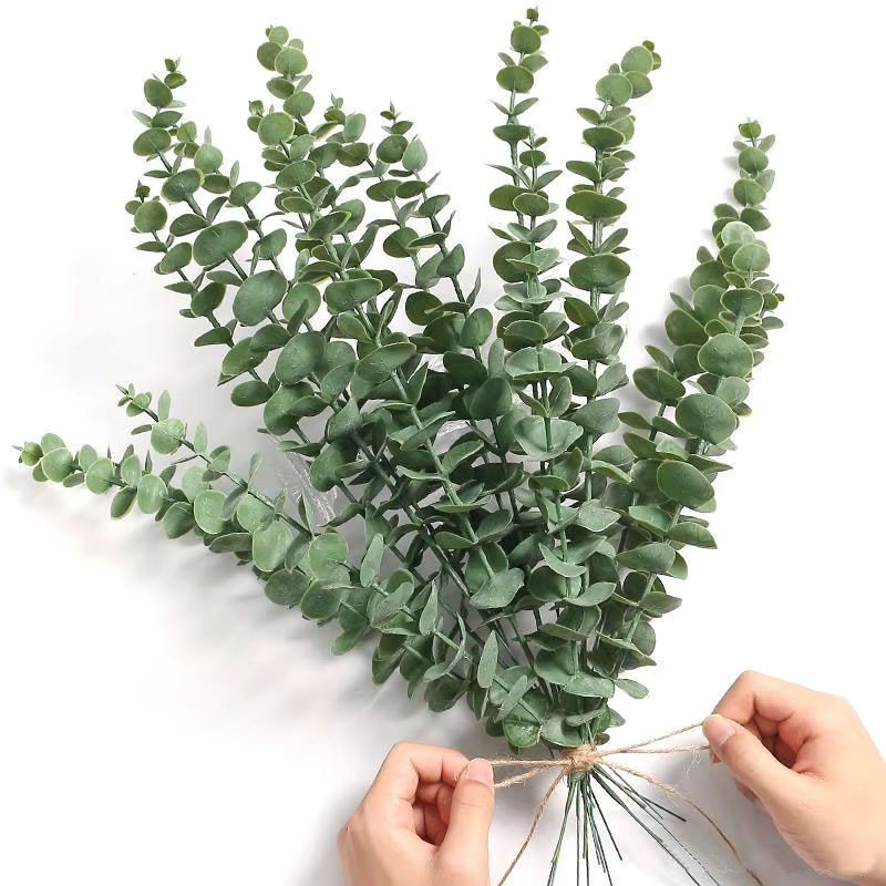 Künstlicher Eukalyptus Kmitang in Grün und Weiß, Tropische Plastikpflanze für Hochzeit und Wohnkultur, Höhe: 42 cm - Bild 5