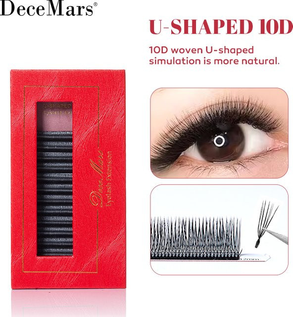 DeceMars Wimpernverlängerung U-förmig 10D, 12 Linien/Tablett - Bild 1