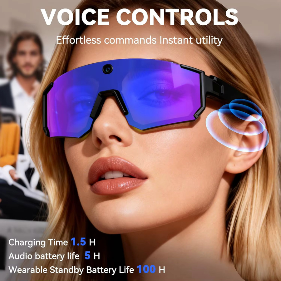 GUHUAVMI KI-Skibrille 2026 mit 800W HD Anti-Shake-Action-Kamera, 3D-Surround-Sound und KI-Chat-Anruffunktion für Herren in Schwarz, Grün oder Silber - Bild 5