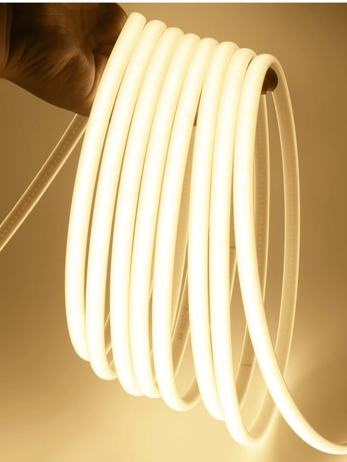 KISUFU COB-LED-Neonstreifen in Warmweiß, wasserdichter IP67 Silikon-LED-Streifen mit Dimmer und Netzteil, flexibler linearer Lichtstreifen für moderne Raumdekoration - Bild 6
