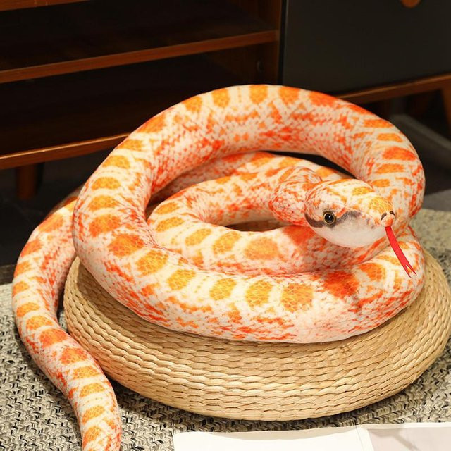 Kidsly Python-Plüschtier, lange Schlange, gelb, orange, grün, ab 14 Jahren - Bild 1